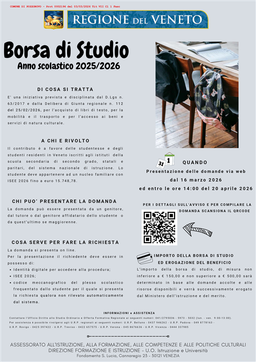 Borsa di studio - Anno Scolastico 2025/2026