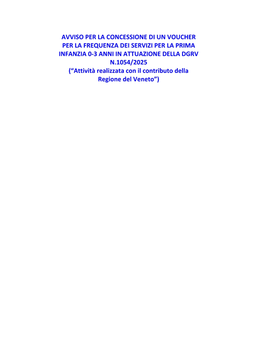VOUCHER servizi PRIMA INFANZIA 0-3 ANNI
